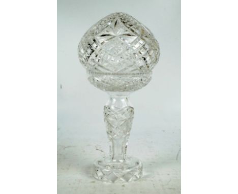 A clear cut glass mushroom lamp, height 35cm (no fitment).   CONDITION REPORT:  Cost to post to a UK mainland address approx 