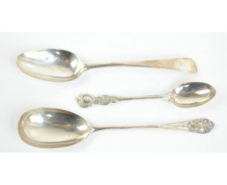 SAMUEL WINTLE; a George III hallmarked silver Old English pattern table spoon initialled J.K to the finial, London 1783, leng