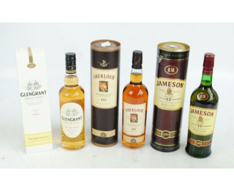 Three boxed bottles of whisky comprising Aberlour 'Single Highland Malt aged 10 years' Scotch Whisky, Speyside, Glengrant 'Th