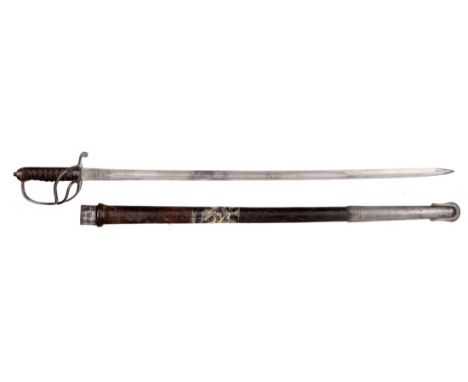 An 1821 Pattern Royal Artillery officer's sword, Henry Wilkinson Pall Mall London, post 1910, leather scabbard, length of bla