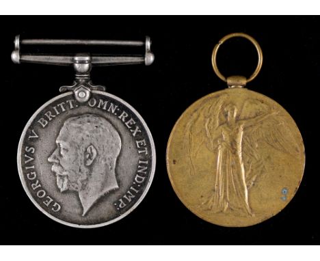 WWI pair British War Medal and Victory Medal 10266 Pte J T Vickers W Rid R  
