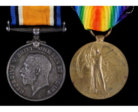 WWI pair British War Medal and Victory Medal 41833 Pte W C Cutner S Staff R  