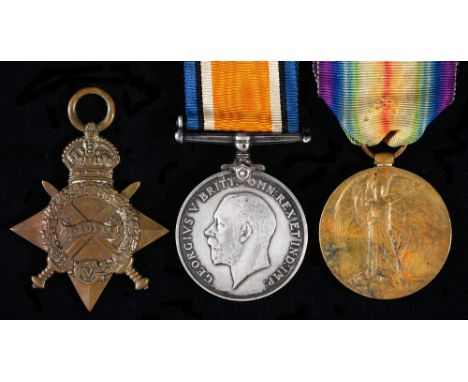 WWI group of three 1914-15 Star, British War Medal and Victory Medal 12975 L Cpl R B Prowse Leic R [12975 Sjt R S Prowse Leic