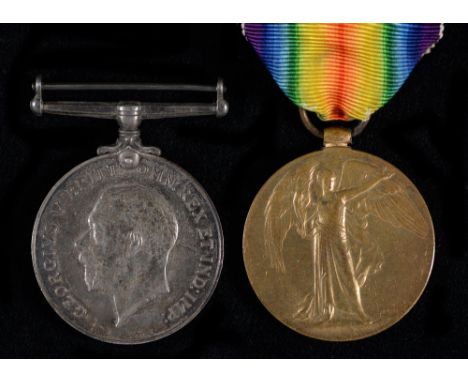 WWI pair British War Medal and Victory Medal 107404 Pte V Rogers Notts &amp; Derby R  