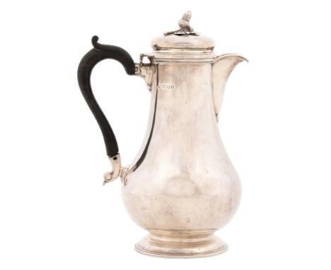 45th (Sherwood Foresters) Regiment. A George V silver baluster lidded jug, the bun lid with acorn knop, regimentally crested,