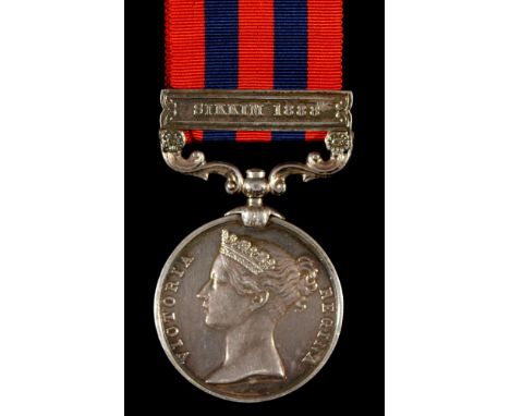 India General Service Medal, one clasp Sikkim 1888, 238 Corporal A Perkins 2d Bn Derby R  