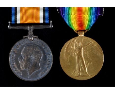 WWI pair British War Medal and Victory Medal 82583 Pte H B Ellison Notts &amp; Derby R  