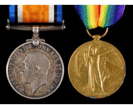 WWI pair British War Medal and Victory Medal 40694 Pte G E Pawson E York R  