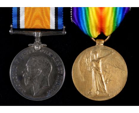 WWI pair British War Medal and Victory Medal R M A 15645 Gnr A Bell  