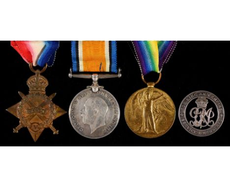 WWI group of three, 1914-15 Star, British War Medal and Victory Medal 40174 Pte G Harris Leic R [on Star, 3427 Pte G Harris L