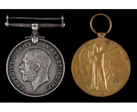 WWI pair British War Medal and Victory Medal 49585 Pte Hay Baker Essex R  