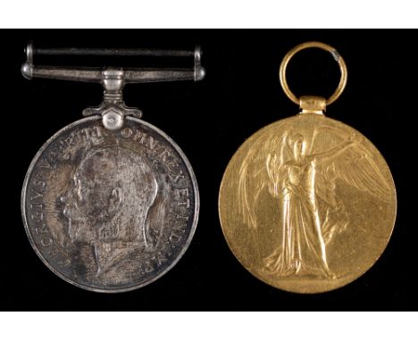 WWI pair British War Medal and Victory Medal 152573 Bmbr W J Macrae R A  