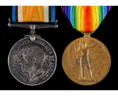 WWI pair British War Medal and Victory Medal&nbsp;64447 Pte G A Brown N Staff R  