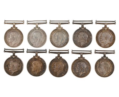 British War Medal, ten, 50191 Sjt A W Potter R A, 2746 Pte R N W Kerr A &amp; S H, K29728 F Blackaby Sto 1 R N, TZ11712 R Lyt