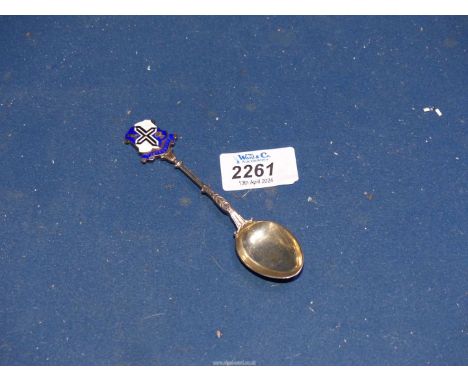 A Silver teaspoon with enamelled badge for Dukinfield Golf Club, hallmarks for Birmingham 1934.