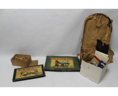 A MECCANO SET 1 AND ACCESSORY OUTFIT OA in original boxes, a bagatelle game, a chess set in wooden box, draughts and playing 