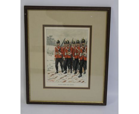G. D. GILES - A FRAMED LITHOGRAPH OF 68TH DURHAM INFANTRY, 33 x 40 cm (inc. frame)