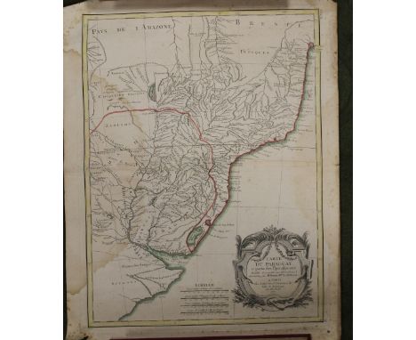 AN 18TH CENTURY MAP OF PARAGUAY - M. BONNE 1771, 42 X 32 cm