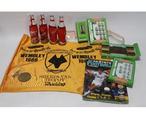 A BOXED SUBBUTEO TABLE FOOTBALL CLUB EDITION, England and European teams, boxed scoreboard, boxed F A Cup, Wolves 1988 Wemble