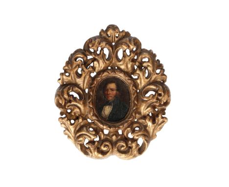 A portrait miniature, Egidius Linning (1821-1860), attributed to, 'Barthelemy Lamot (1806 - 1883)', unsigned,copper. H. 4.5 c