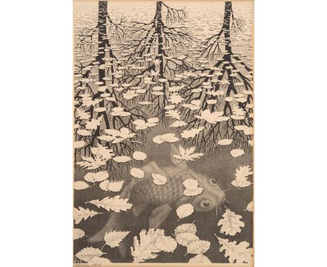 Maurits Cornelis Escher (1898-1972)'Three worlds', signed and VAEVO lower left, lithograph. H. 36.2 cm. W. 24.7 cm.Provenance