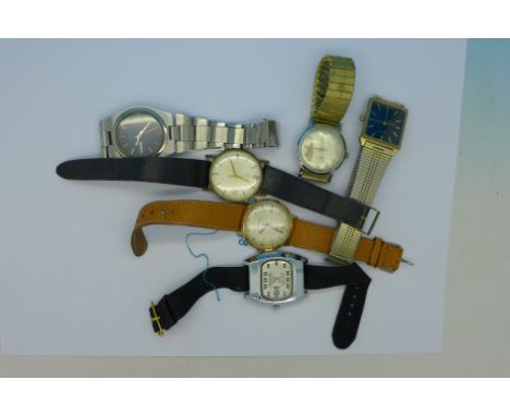 Six gentleman's wristwatches including Avia, Limit and Sekonda, one lacking button