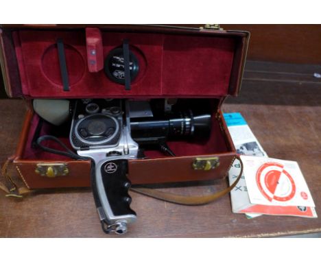 A Bolex Paillard Reflex 8mm cine camera with instructions, cased