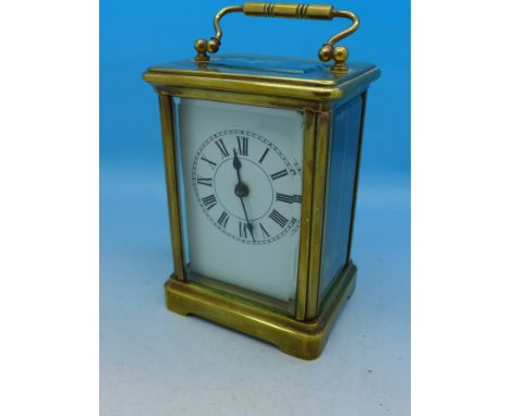 A French brass and four glass sided carriage clock, 11cm