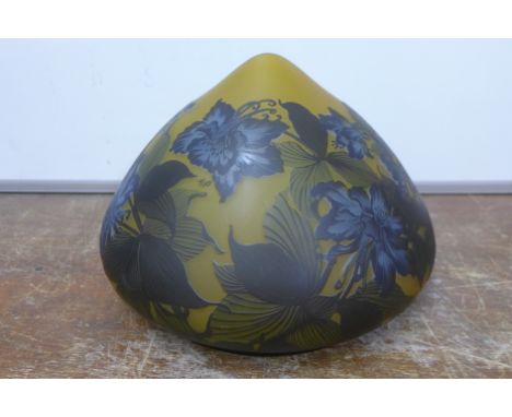 A modern Romanian Galle style ceiling light shade, marked Galle