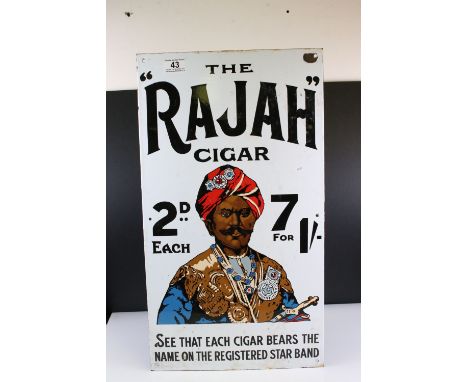 Enamel Advertising Sign ' The Rajah Cigar ', 58cms x 32cms 