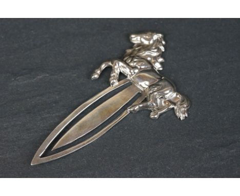 Large silver bookmark with horse finial 