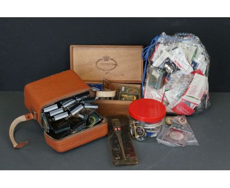 A large collection of mainly railway related badges to include enamel examples together a quantity of walking stick shields. 