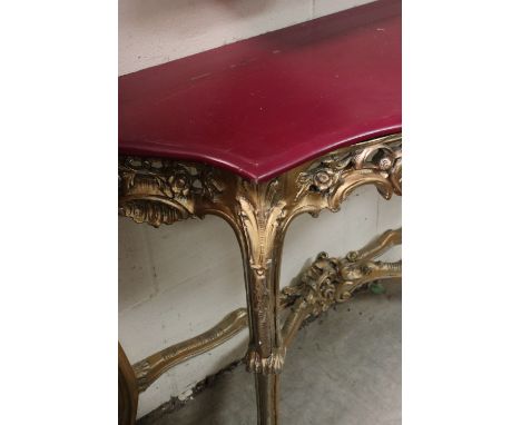 Continental Rococo style Console Table with painted marble top, 132cms long x 83cms high 