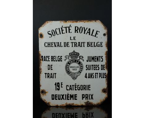 1950's ' Belgium Draft Horse ' Enamel Sign, 27cms x 22cms 