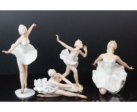 A collection of four German Wallendorfer Ballerina ceramic figures. 