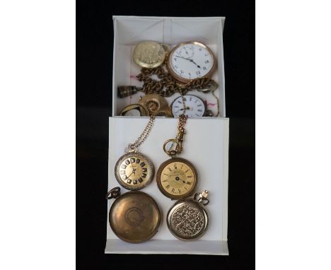 Collection of pocket watches and ladies pendant Swiss watches, to include Temeraire Geneva, Lucerne, Swissam, silver plated e