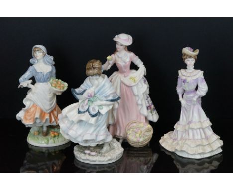 A collection of four porcelain ladies to include Coalport and Royal Worcester examples. 