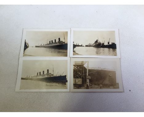 Four Kodak Velox photos of Southampton Docks and RMS Aquitaine moored on the right. The ship entering the dock and in the las
