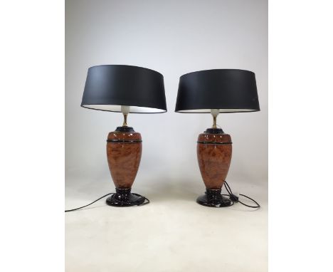 A pair of modern Olivier Corro ceramic lamps W:18cm x D:18cm x H:50cm