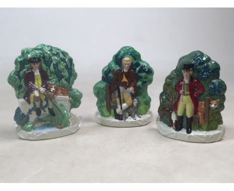 Three Masons pottery wall plaques of hunting scenes, Height 21cm