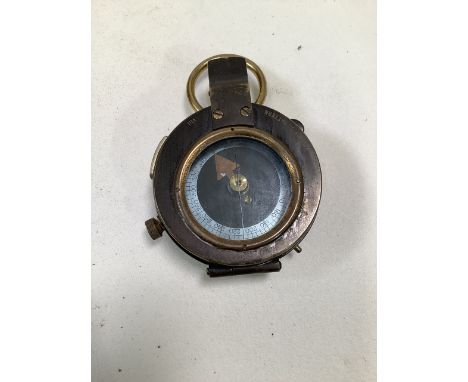 A WWI, Verners patent compass by S. Mordan &amp; Co., no.63883, dated 1917 with broad arrow stamp and original leather case.