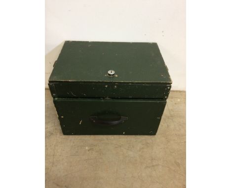 An engineers chest with tools. Two drawers and lift up lidW:34cm x D:23cm x H:24cm