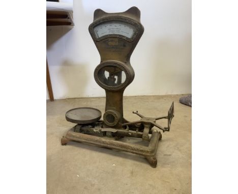 A Henry Poole & Son LTD potato scales. Birmingham-London. dated 15 Match 1906. No.6285. Capacity 14LB. W:53cm x H:71cm