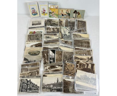 100 + Edwardian and vintage postcards to include Glastonbury, Westminster Cathedral and humorous. 