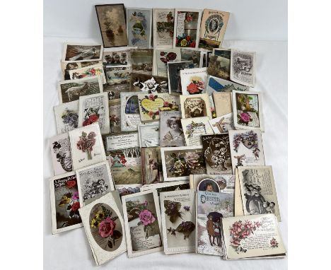 A collection of 200+ assorted Edwardian and vintage greetings cards postcards. For occasions such as Christmas, Birthday, New