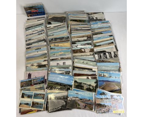 Ex Dealers Stock - approx. 330+ assorted Edwardian & vintage British postcards, all in plastic sleeves. To include: Lancashir