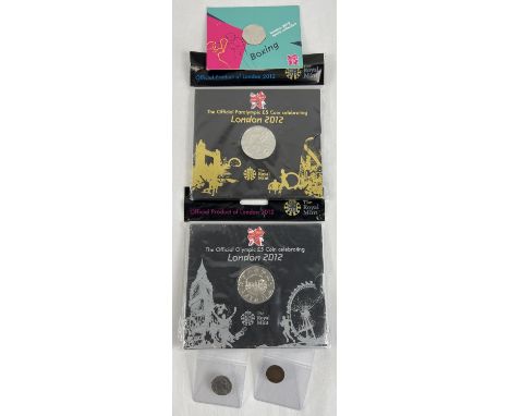 A collection of British sealed collector coins and American vintage coins. To include blister pack 2012 London Olympics 'Boxi