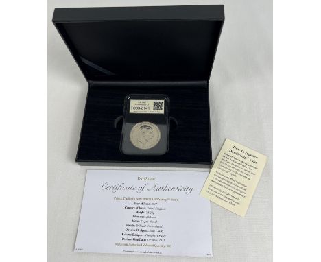 A cased encapsulated Prince Philip In Memoriam Date Stamp Â£5 Issue coin. 17th April 2021. Complete with certificate. Limited