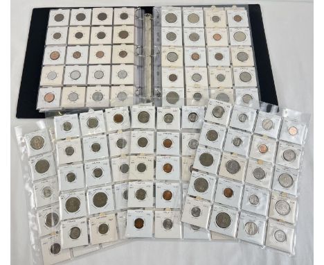 A collectors album of vintage foreign and British coins. To include examples from: Germany, Trinidad and Tobago, Italy, Sri L