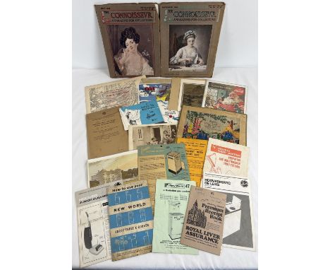 A collection of assorted ephemera to include 2 issues of The Connoisseur magazine from 1909. Together with vintage appliance 